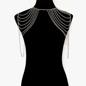 Body Shoulder Chain Multilayered Gold Color with Adjustable Clasp